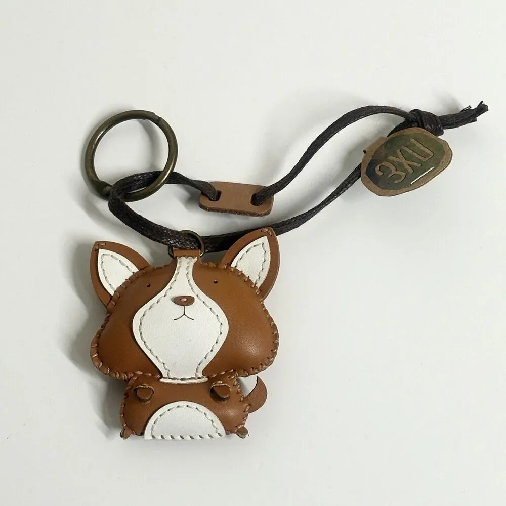 Corgi Dog Keychain Bag Charm Vegan Leather NEW with Tags Stocking Stuffer Gift